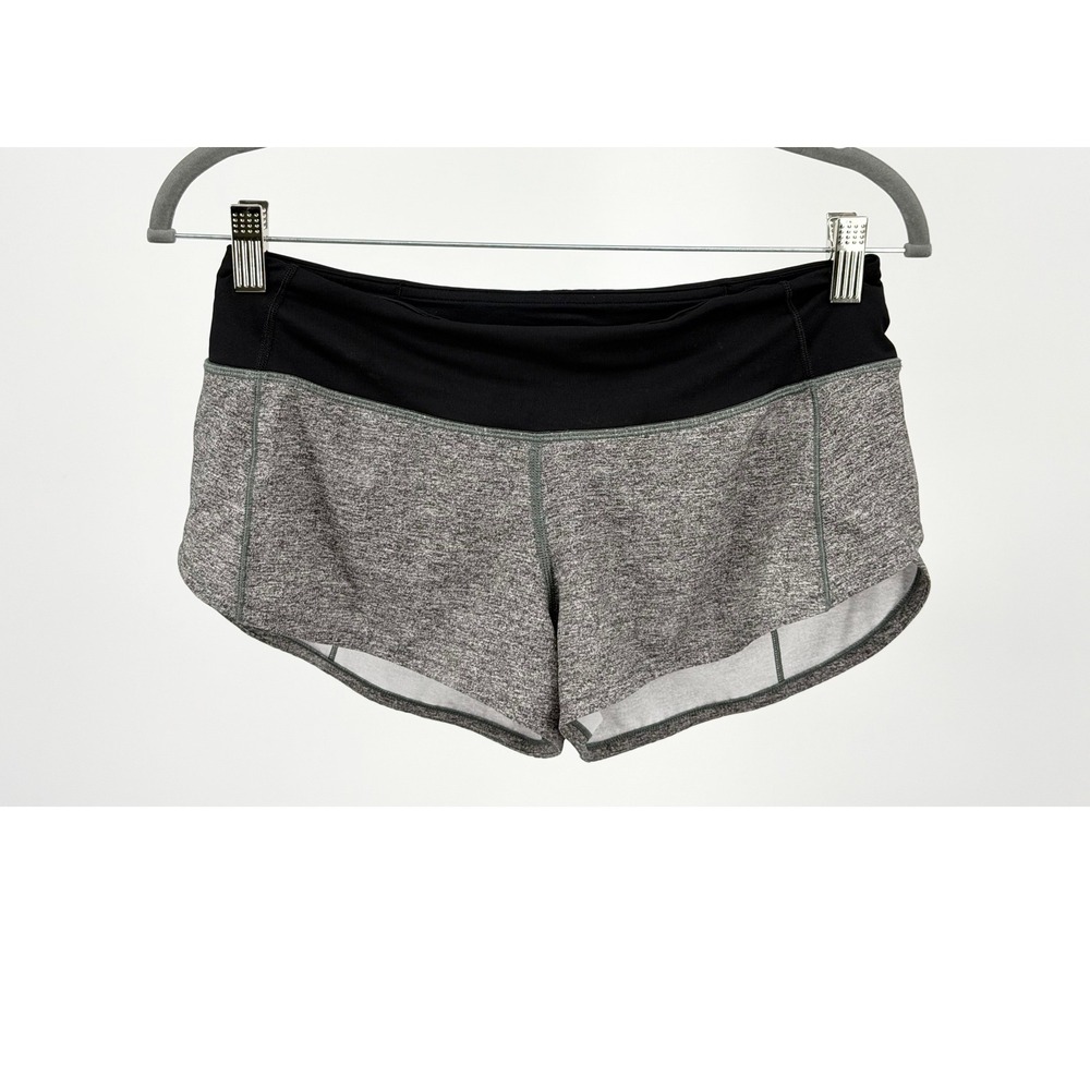 Lululemon Speed Up Shorts Women 4 Heather Gray Black Low Rise 2.5" Running
